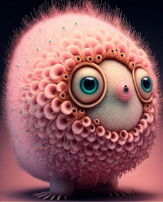 Pink Fluffy Eyeball Creature - Related Anime Wallpapers wallpaper