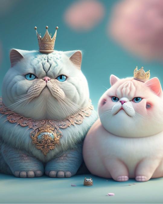 Regal Cats with Crowns