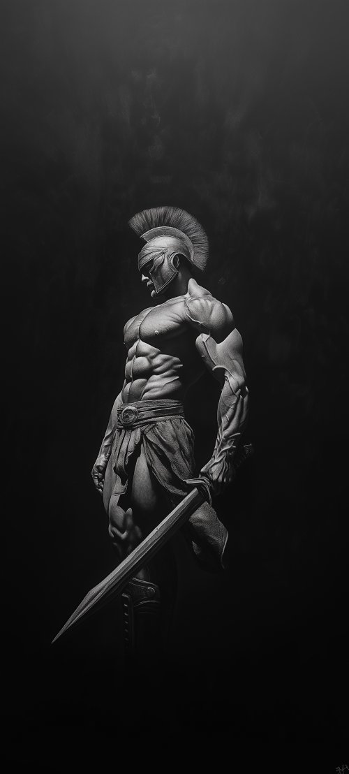 Spartan Warrior in Shadow