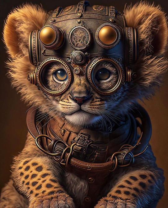 Steampunk Lion Cub Portrait - Related Anime Wallpapers wallpaper