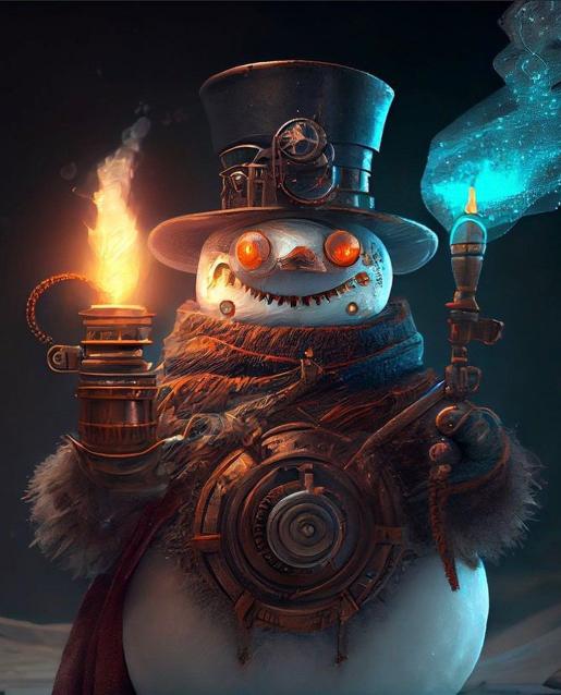 Steampunk Snowman Luminary