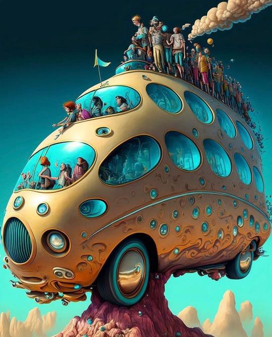 Surreal Mushroom Bus Trip - Related Anime Wallpapers wallpaper