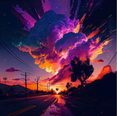 Surreal Sunset Road