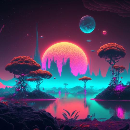 Synthwave Alien Landscape - Related Anime Wallpapers wallpaper