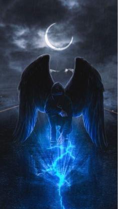 Winged Figure Under Moonlight - Related Anime Wallpapers wallpaper