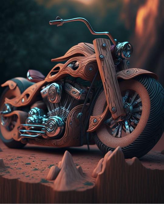 Wooden Motorcycle Sculpture - Related Anime Wallpapers wallpaper
