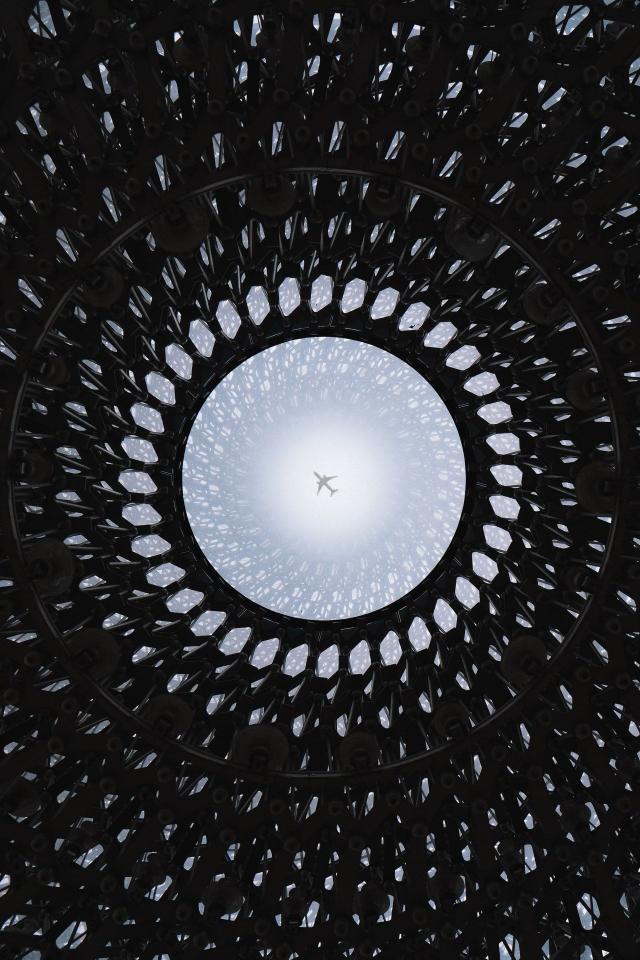 Airplane Through Metal Dome - Related Anime Wallpapers wallpaper