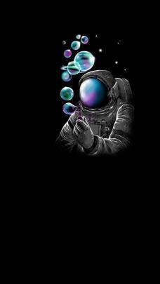 Astronaut Blowing Bubbles