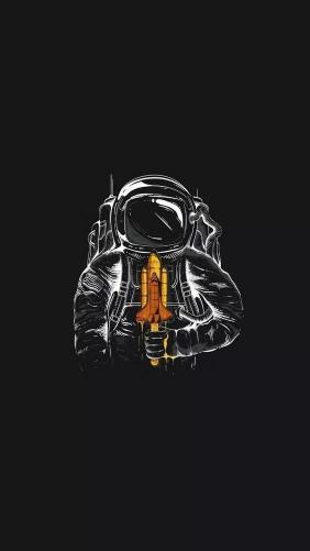 Astronaut Holding Rocket - Related Dark Wallpapers wallpaper