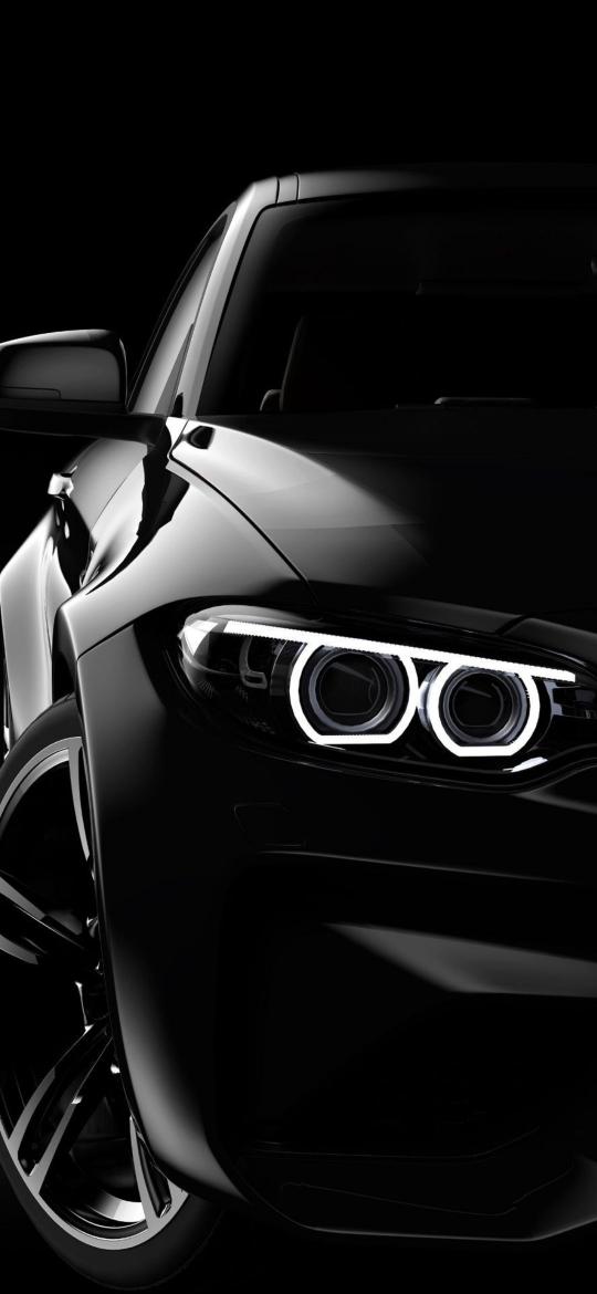 Black Car Headlights Detail