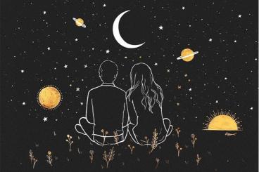 Celestial Couple's Stargazing Night - Related Dark Wallpapers wallpaper
