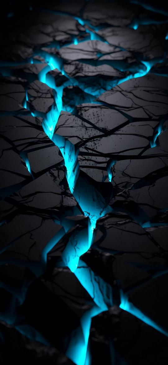 Cracked Earth Blue Glow - Related Dark Wallpapers wallpaper