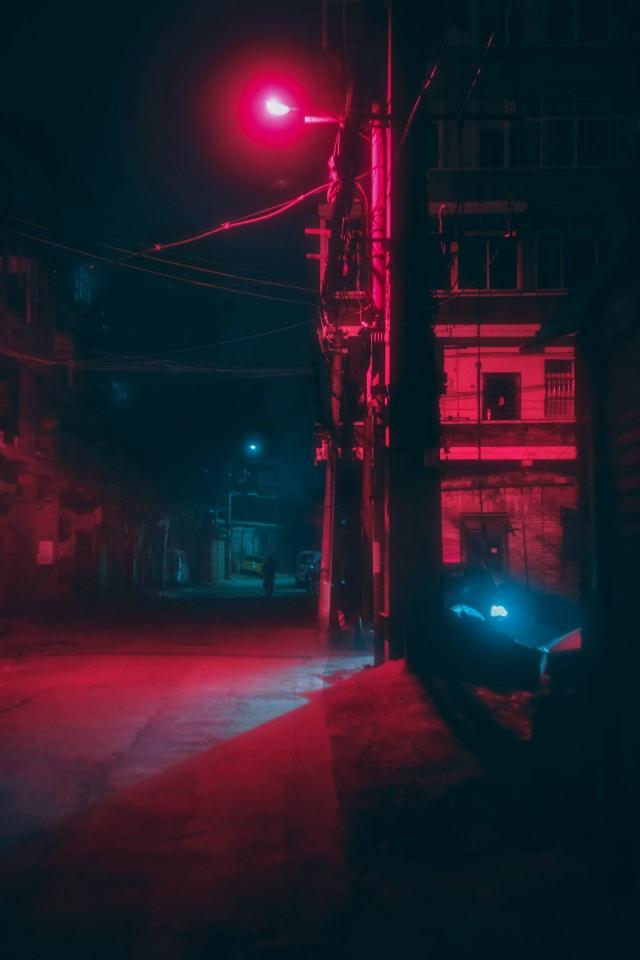 Crimson Alleyway Nightscape