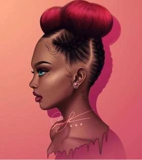 Crimson Buns Portrait