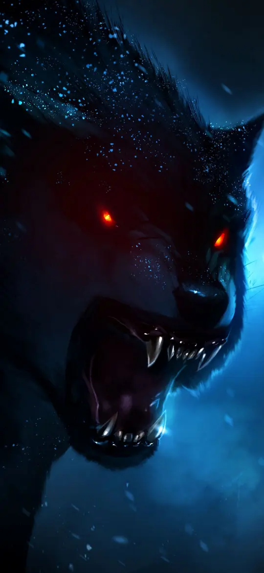 Fierce Red-Eyed Wolf