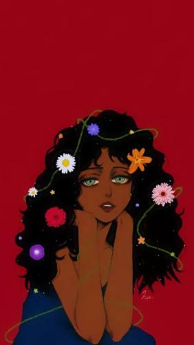 Floral Girl Portrait - Related Dark Wallpapers wallpaper