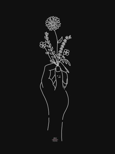 Floral Hand Line Art - Related Dark Wallpapers wallpaper
