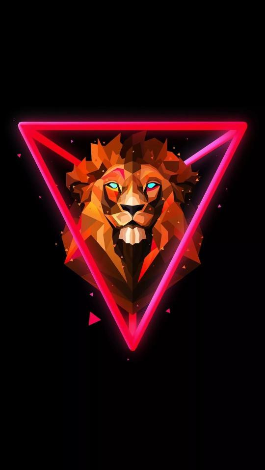 Geometric Lion Neon Frame - Related Anime Wallpapers wallpaper