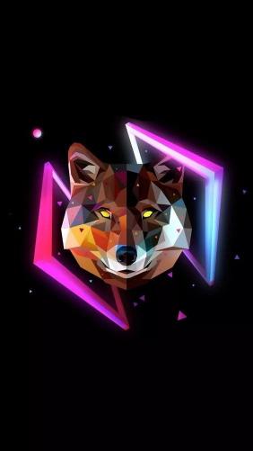 Geometric Neon Wolf - Related Dope Wallpapers wallpaper
