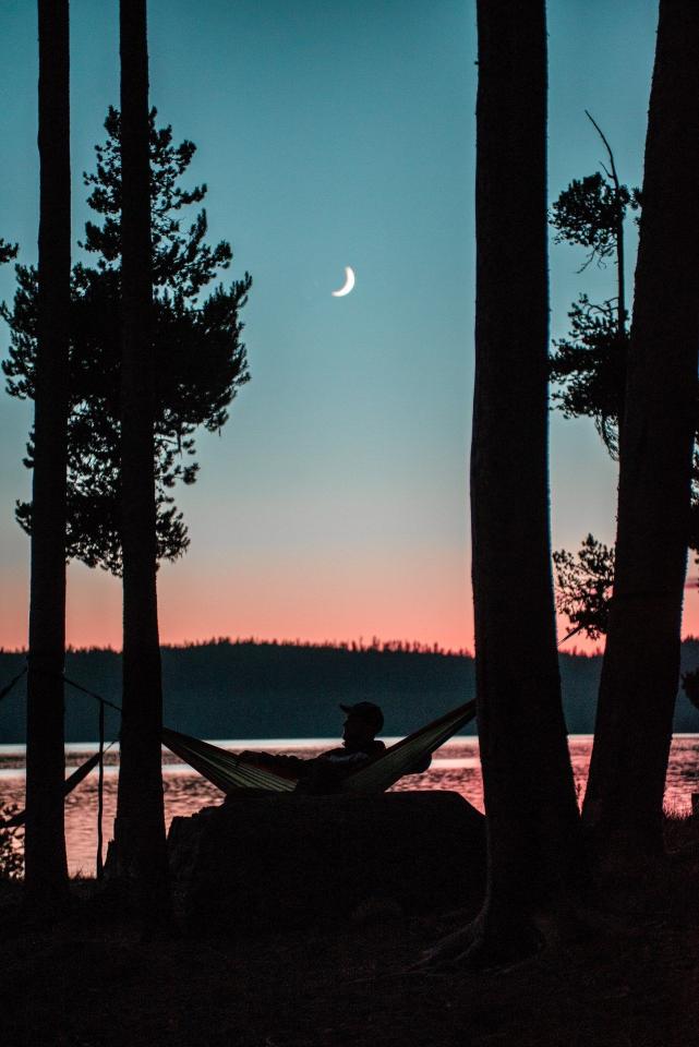 Hammock Under Crescent Moon - Related Anime Wallpapers wallpaper
