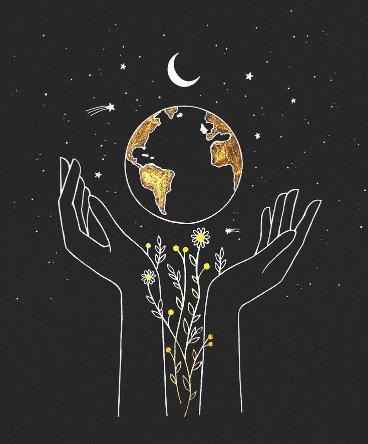 Hands Holding Earth Art