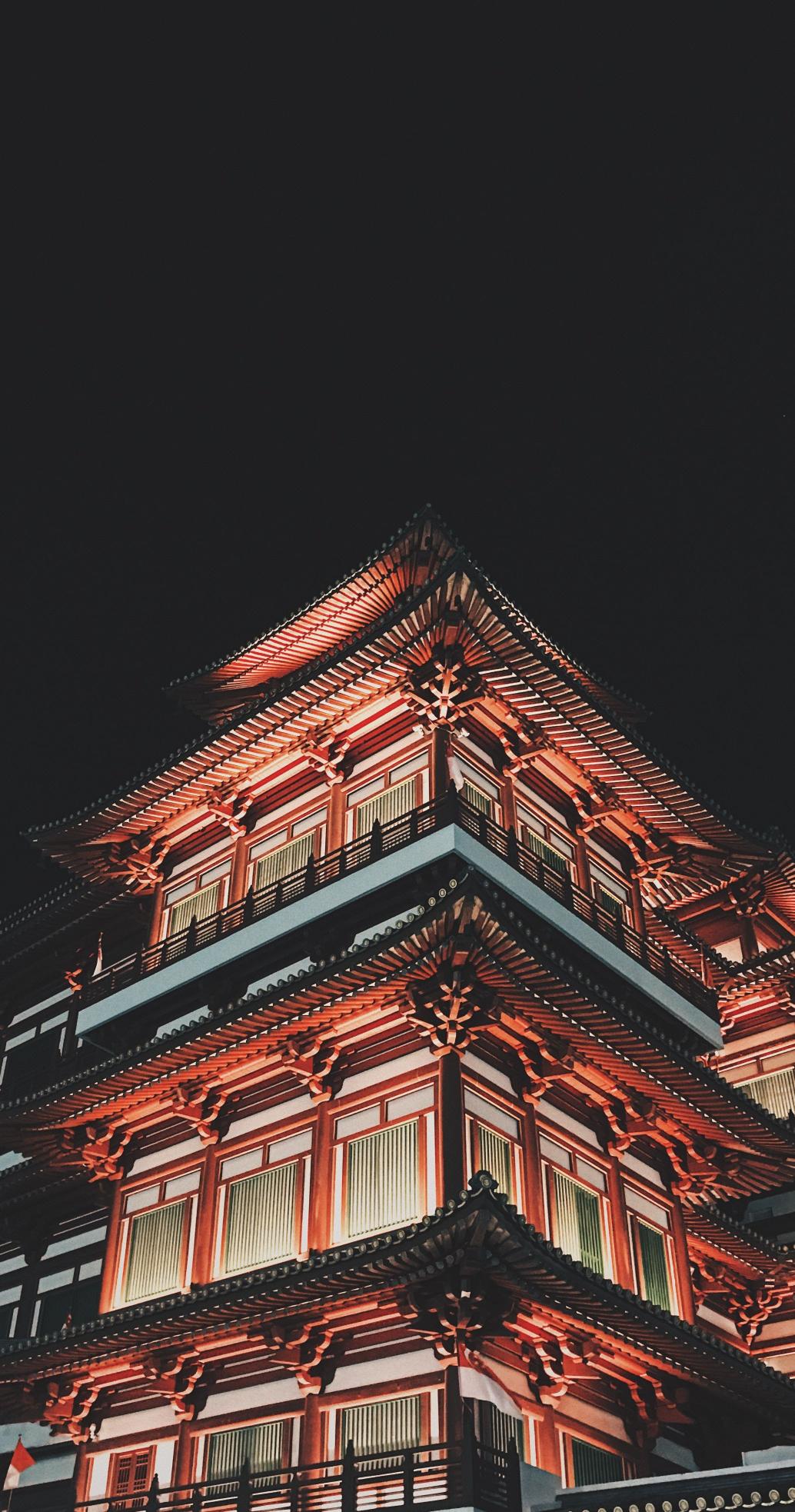 Illuminated Temple at Night - Related Dark Wallpapers wallpaper