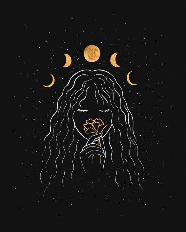 Lunar Woman with Flower - Related Dark Wallpapers wallpaper