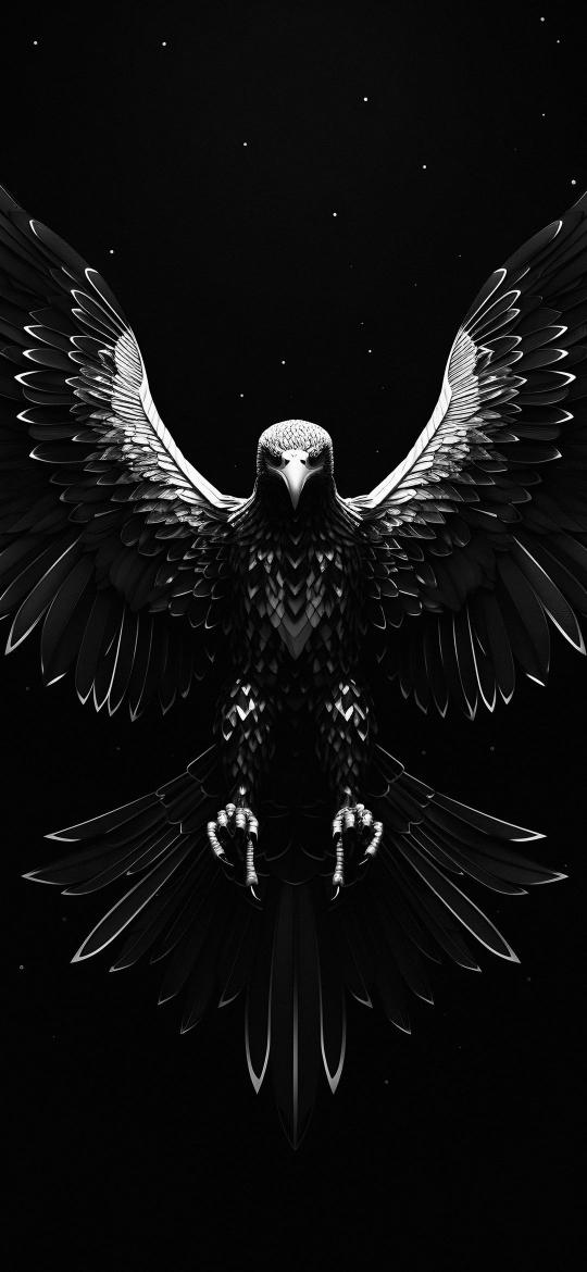 Monochrome Eagle Spread - Related Dark Wallpapers wallpaper