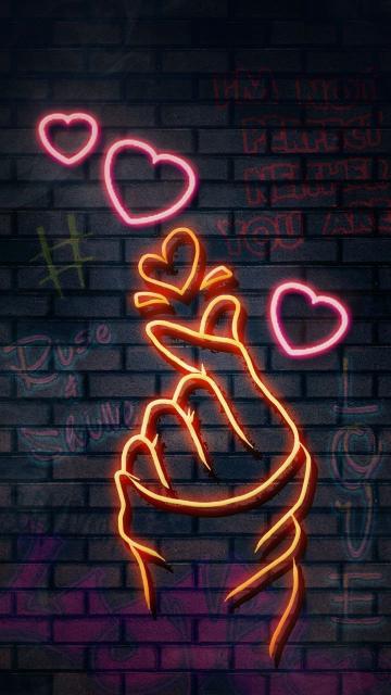 Neon Heart Hand Graffiti - Related Dark Wallpapers wallpaper