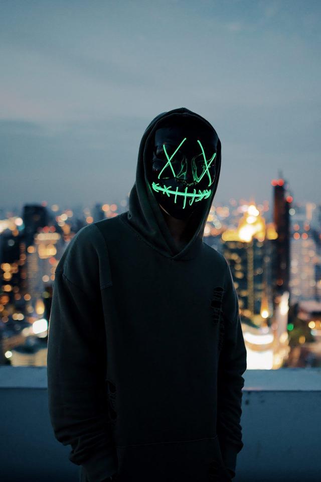 Neon Mask Cityscape - Related Anime Wallpapers wallpaper