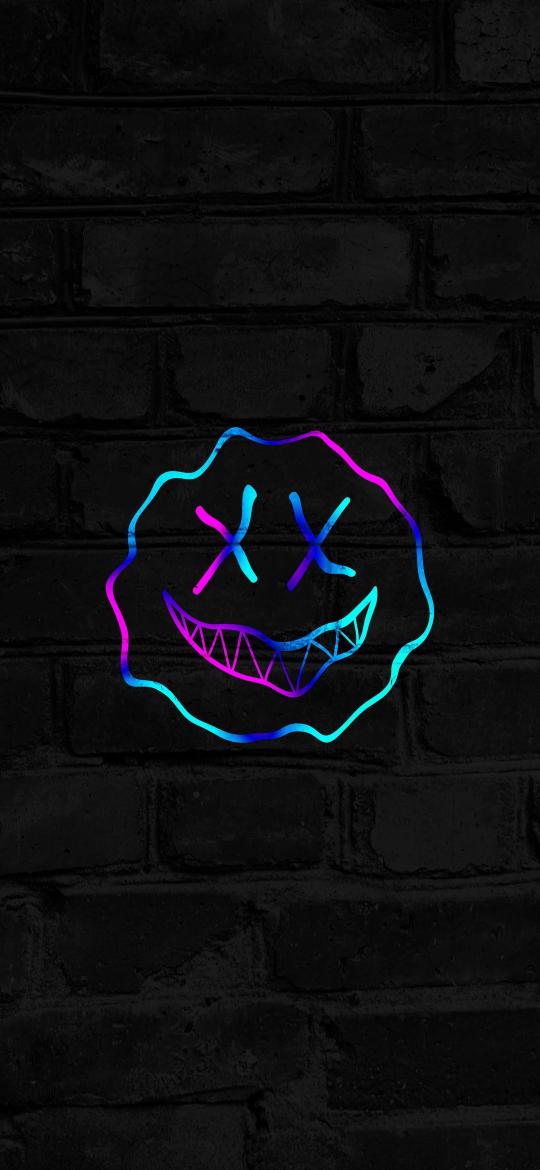 Neon Smiley Brick Wall - Related Dark Wallpapers wallpaper