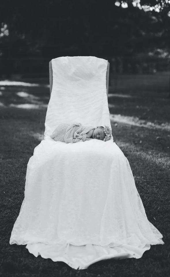 Newborn on Wedding Dress