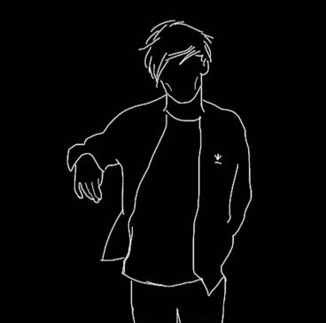 Outline Boy Leaning