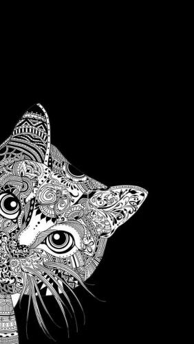 Patterned Cat Silhouette - Related Dark Wallpapers wallpaper