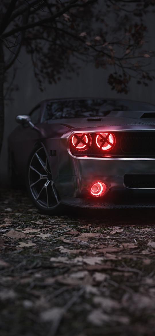 Red Challenger Headlights - Related Dark Wallpapers wallpaper