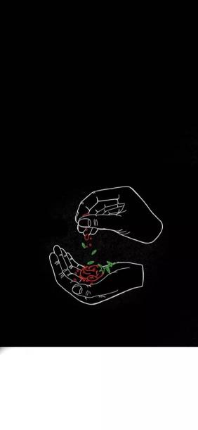 Rose in Hands Outline - Related Dark Wallpapers wallpaper