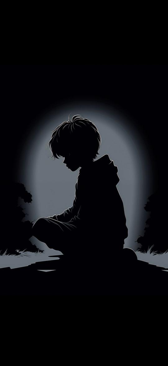 Silhouette Boy Under Moonlight - Related Anime Wallpapers wallpaper