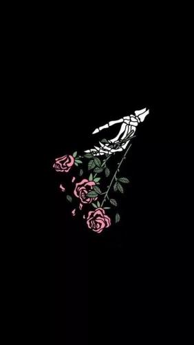 Skeletal Roses on Black