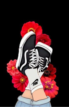 Sneakers and Red Flowers