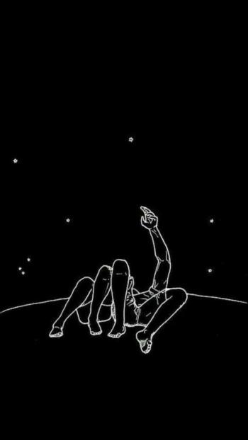 Stargazing Couple Outline - Related Dark Wallpapers wallpaper