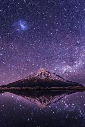 Starlit Mountain Reflection
