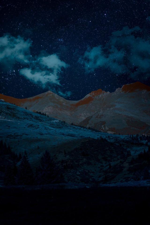 Starry Mountain Nightscape - Related Dark Wallpapers wallpaper