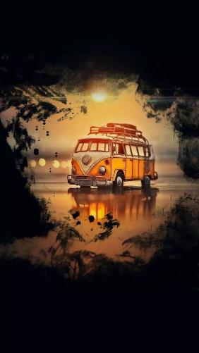Sunset Campervan Reflection