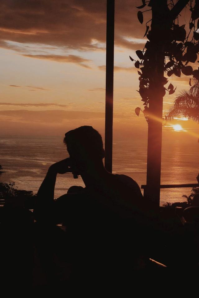 Sunset Silhouette Contemplation - Related Anime Wallpapers wallpaper