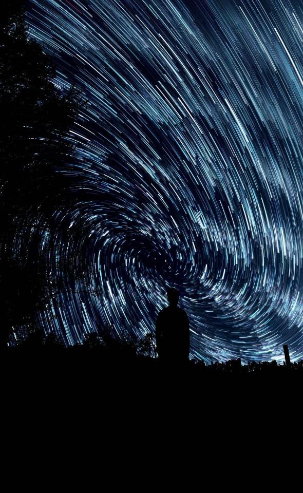 Swirling Star Trails Silhouette - Related Dark Wallpapers wallpaper