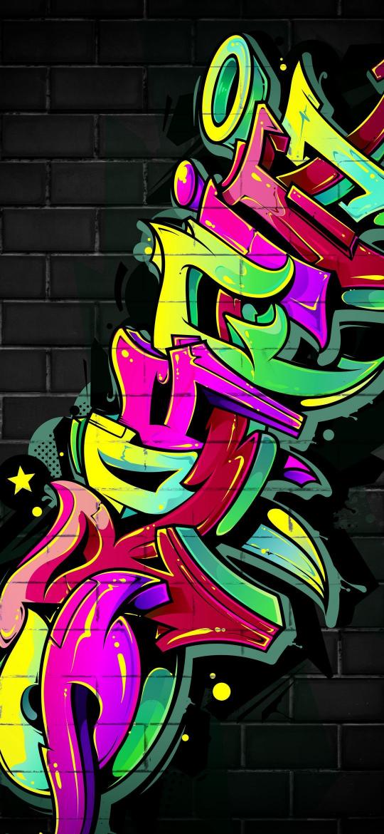 Vibrant Graffiti Brick Wall