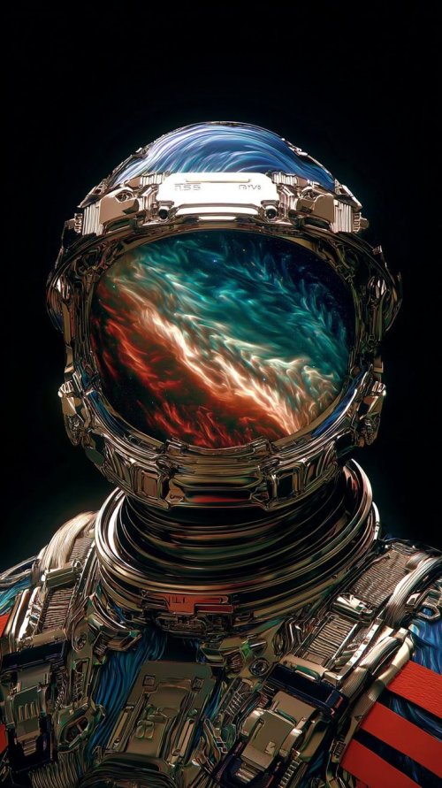 Golden Galaxy Astronaut Helmet - Related StockWalls wallpaper