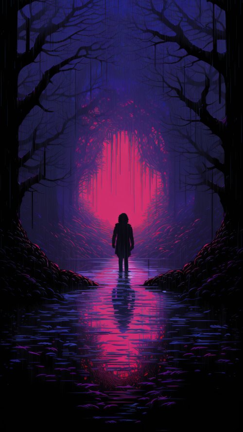 Neon Forest Silhouette Reflection - Related Ghetto Wallpapers wallpaper