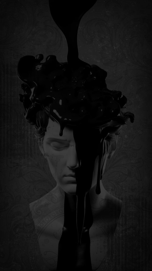 Melting Black Statue Art - Related StockWalls wallpaper