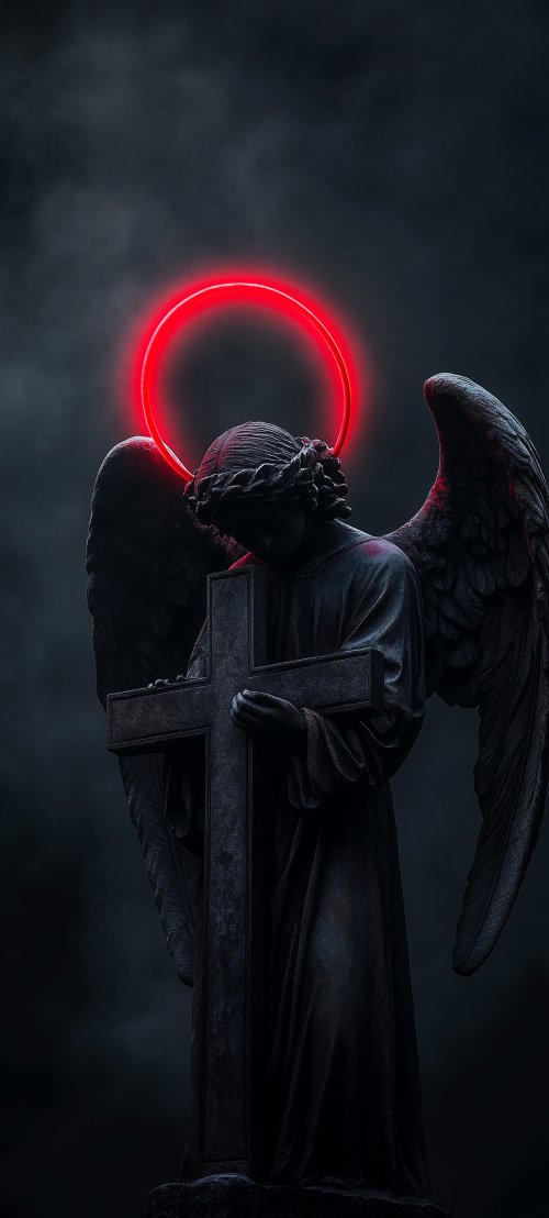 Neon Halo Angel Statue - Related StockWalls wallpaper